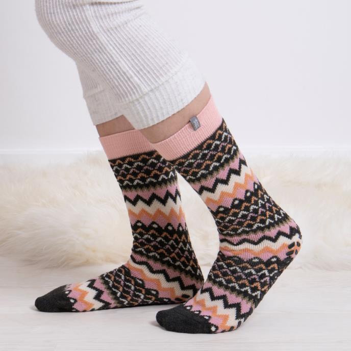 totes toasties® Ladies Original Slipper Socks (Twin Pack) Rabbit / Fairisle Extra Image 2
